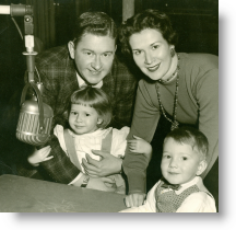 Fullen studies the craft at an early age. Pictured with mom Ruth, sister Sally and radio/TV personality dad, Gene Fullen.
